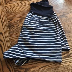 Blue and white striped maternity shorts